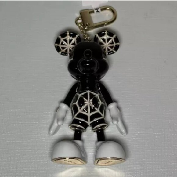 Disney X Baublebar Black Mickey Mouse Halloween Spider Web Bag Charm Keychain - Picture 1 of 4